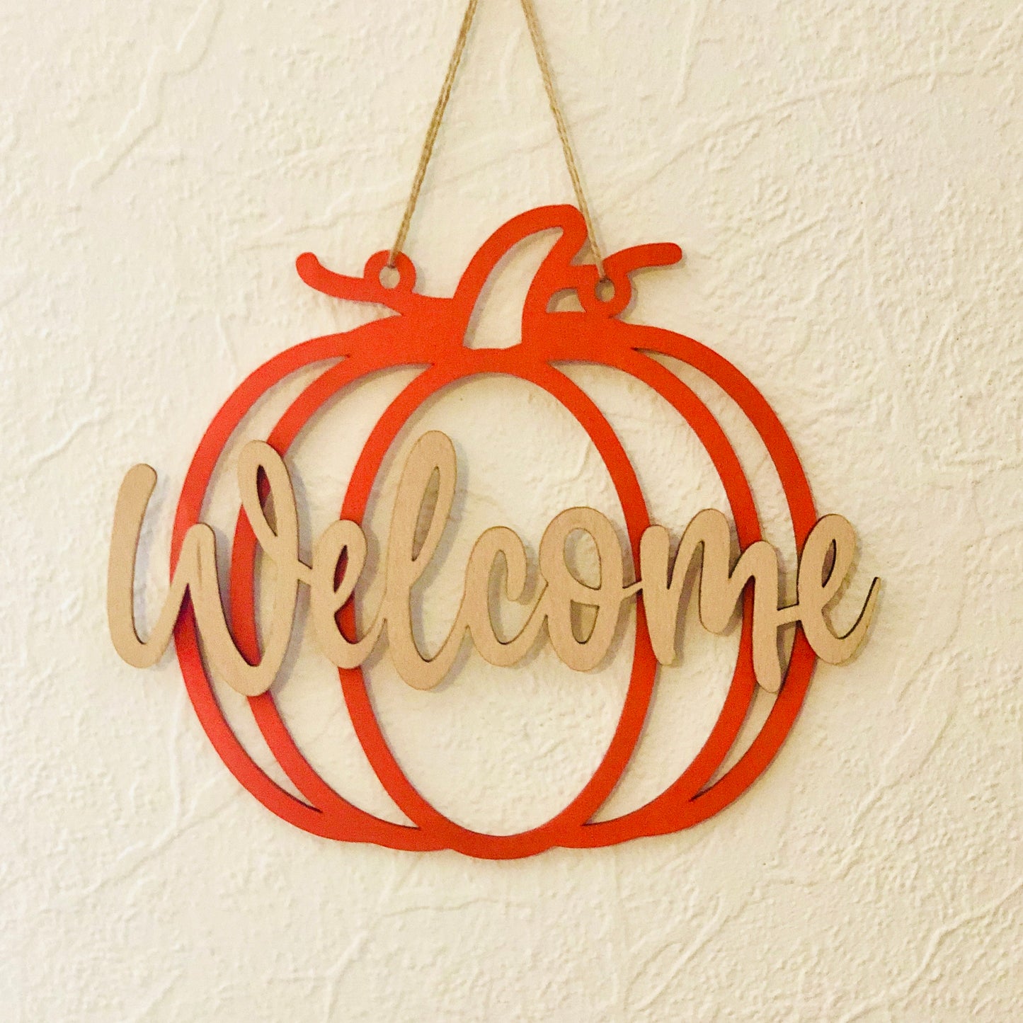 Pumpkin sign welcome - autumn wooden sign welcome - autumn decoration sign for hanging - gift idea autumn - farmhouse autumn decoration