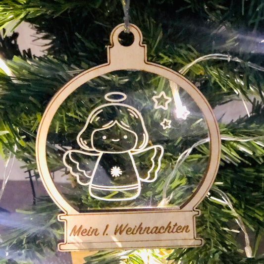 Schneekugel Engel Weihnachtsornament mit Name personalisiert