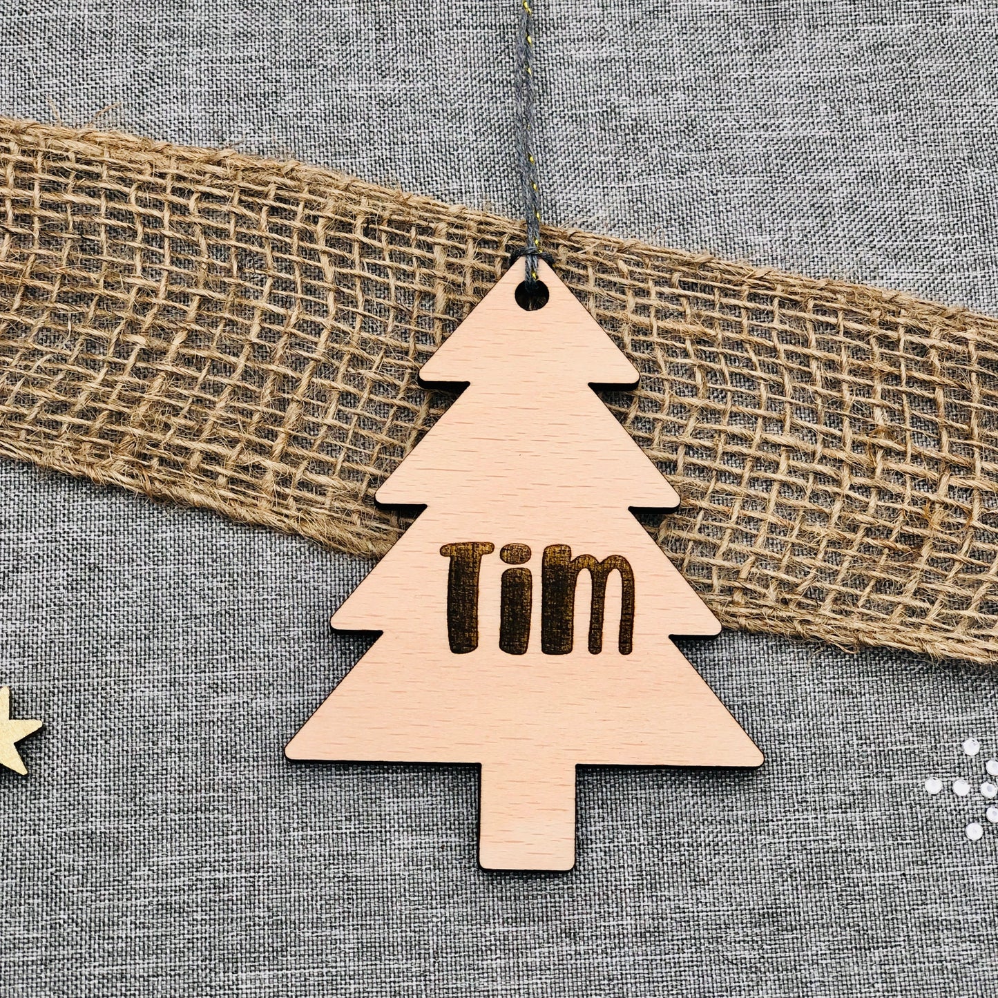 Geschenkanhänger Weihnachten Tannenbaum aus Holz