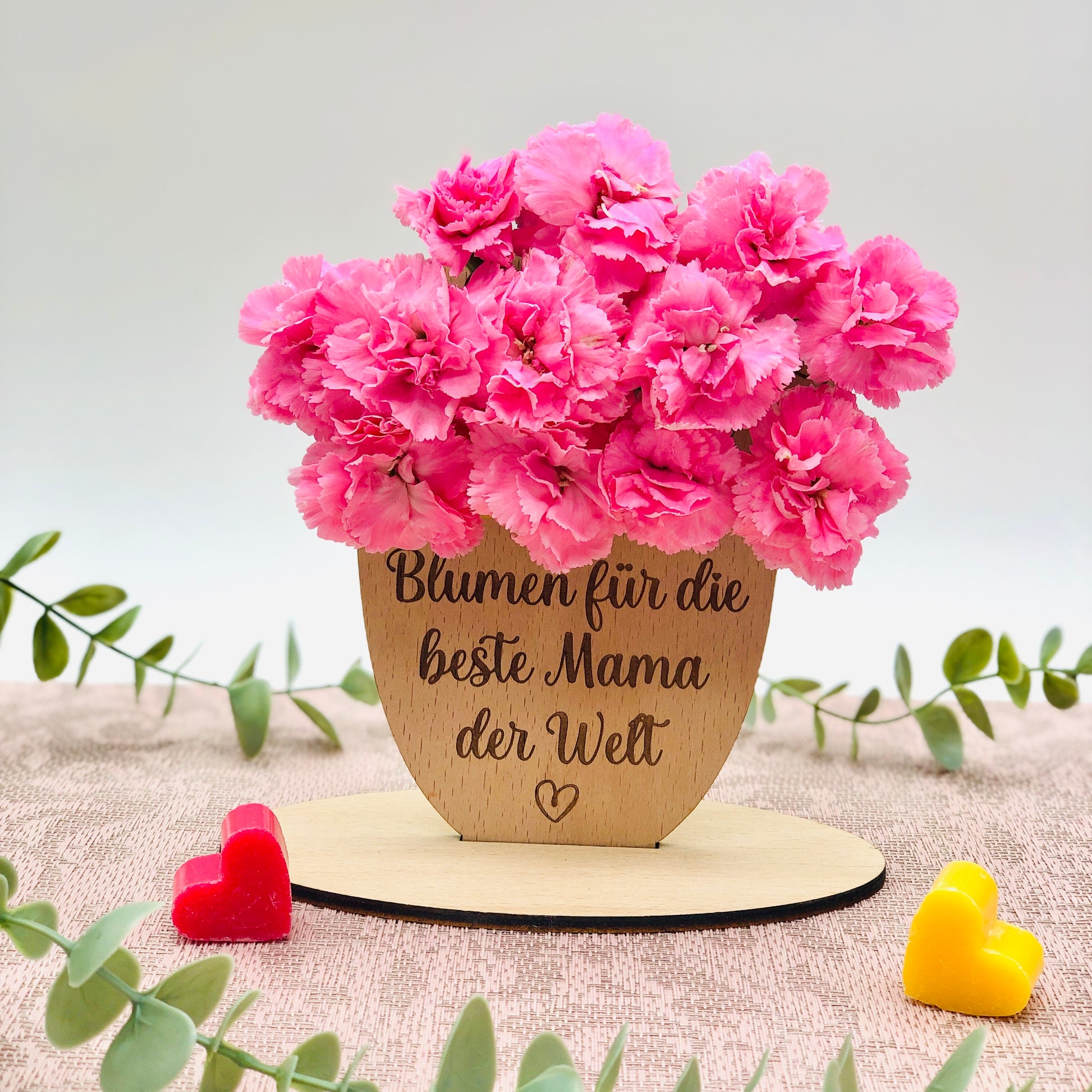 Muttertagsgeschenk aus Holz - Blumenhalter Holz - Blumenschild für Mama / Oma - Geschenk zum Muttertag personalisiert - Mama - Oma