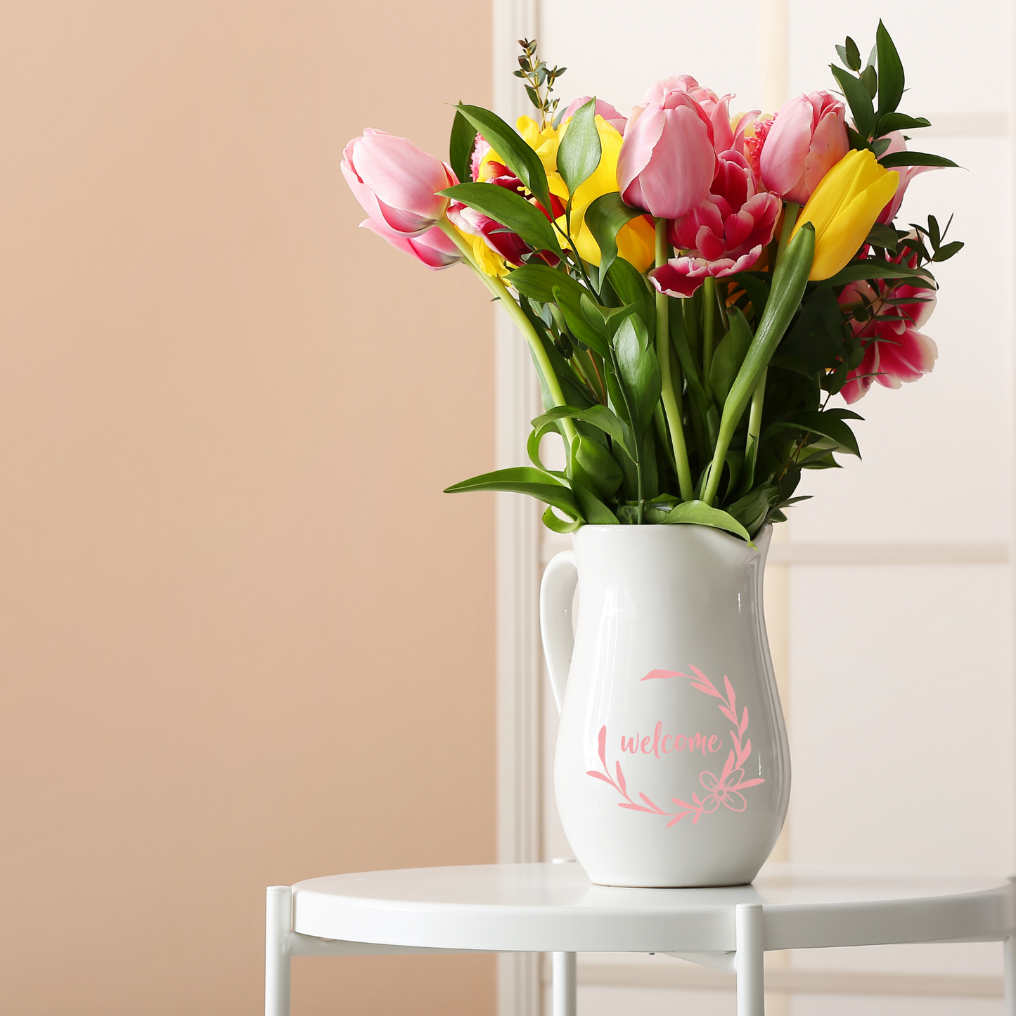 Glassticker Kranz mit Blume, DIY Aufkleber zum dekorieren von Gläsern, Spiegeln, Blumentopf - als Wohndeko und als Geschenk - personalisiert