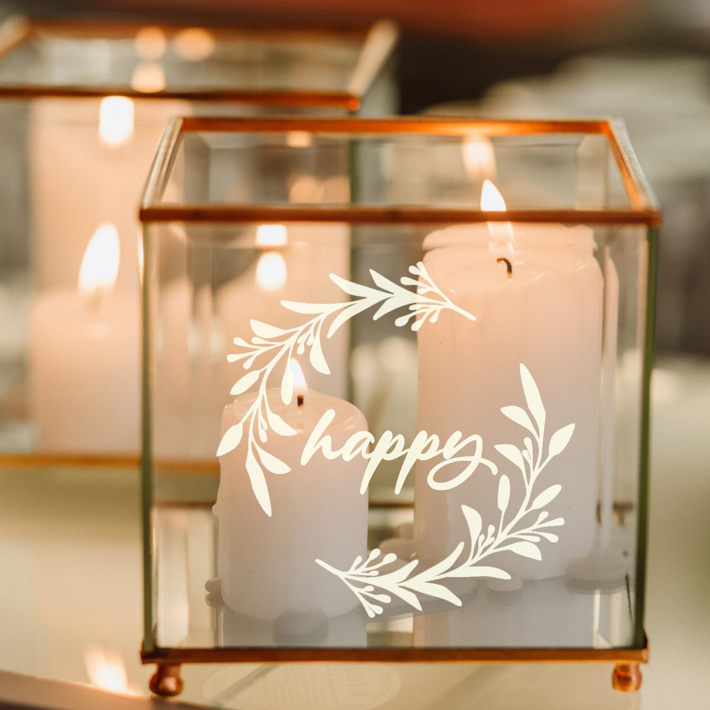 Aufkleber Kranz 2 Äste - Rahmen als Glassticker zum dekorieren von Gläsern, Spiegeln, Blumentopf - DIY Geschenk und Home Deko personalisiert