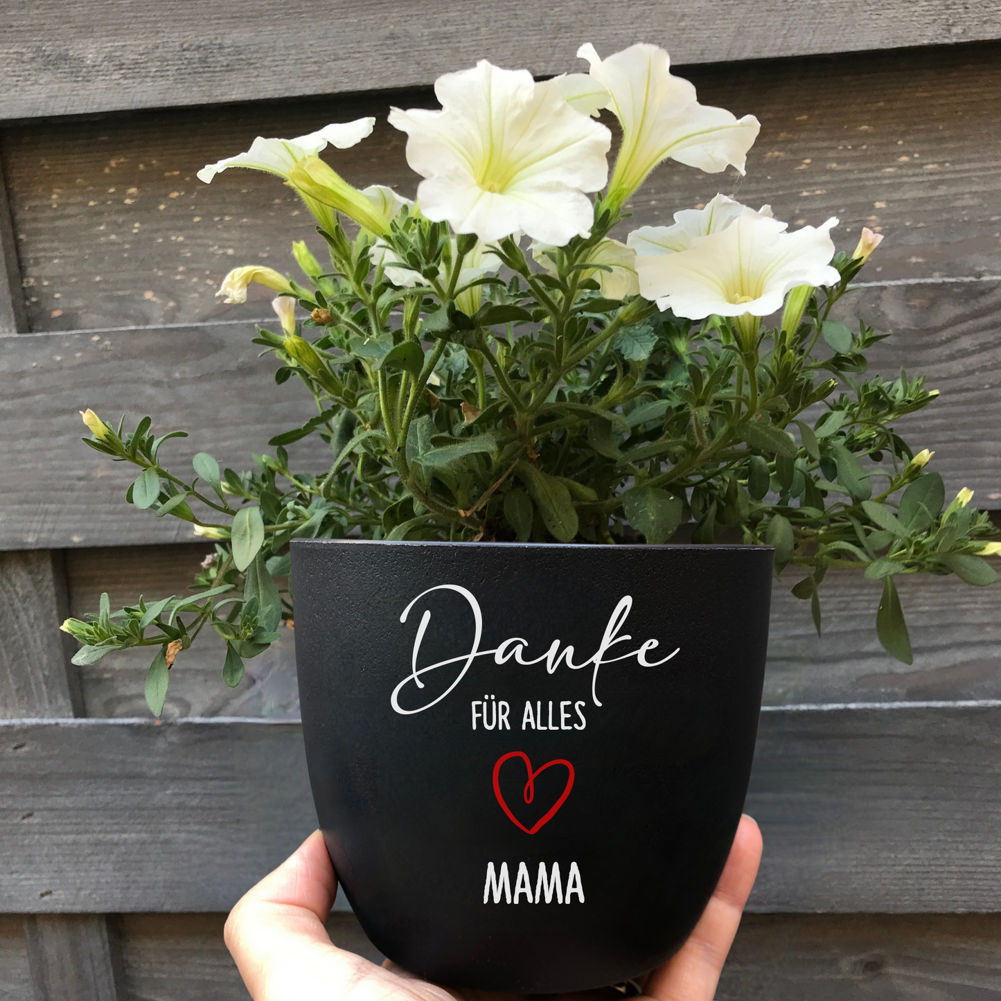 Blumentopf weiß oder schwarz "Danke für Alles" - Abschiedsgeschenk Lehrer oder Erzieher - Geschenk Kitaabschied oder Schulabschluss - personalisiert